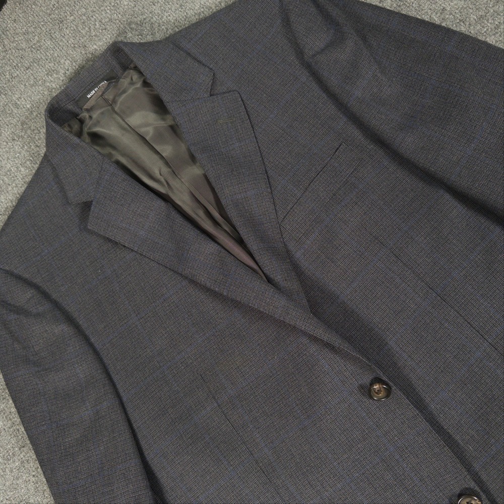 Lauren Ralph Lauren Mens 42R Slim Fit Wool Blazer Grey Glen Plaid Sport Coat